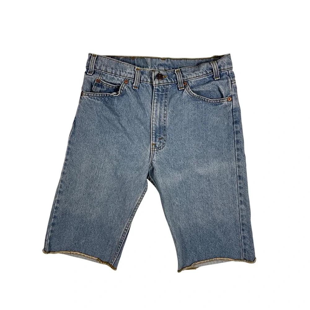 Vintage 90s Levis 505 Orange Tab Denim Shorts Light Wash Mens 32 USA